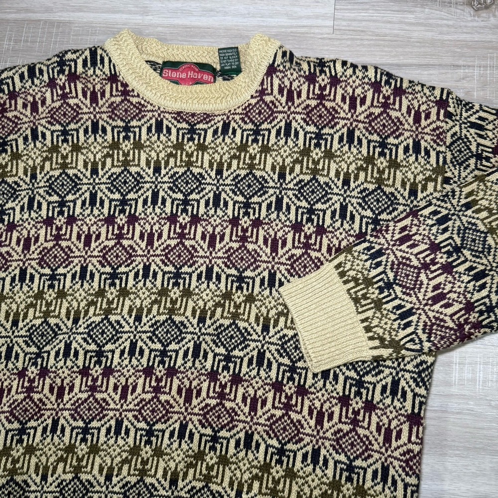 Vintage Stone Haven size LT  Men's Multicolor Pullover Sweater Ramie Blend Heavy